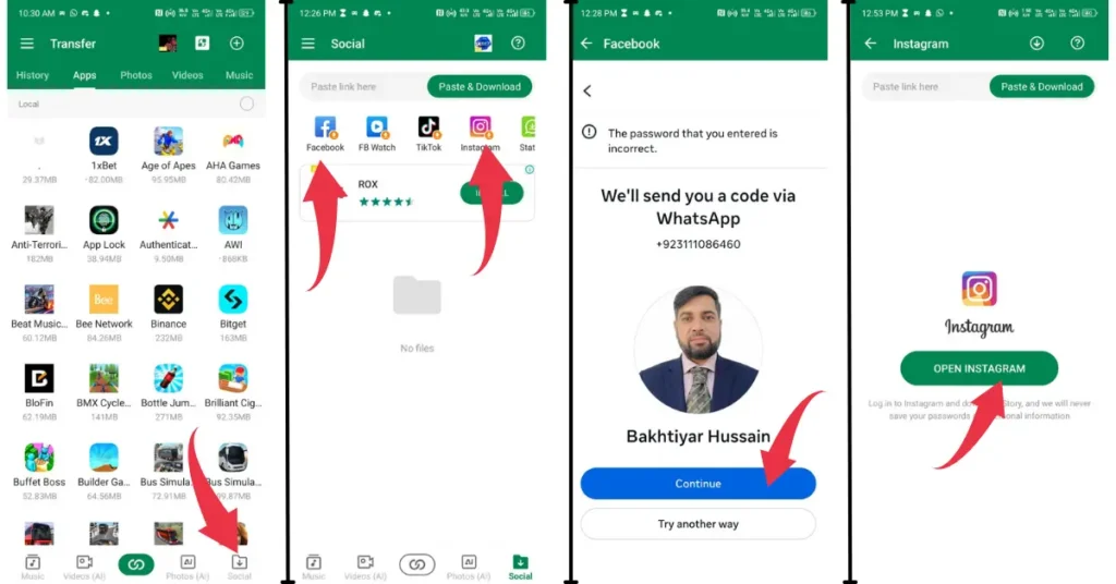 open xender social media option