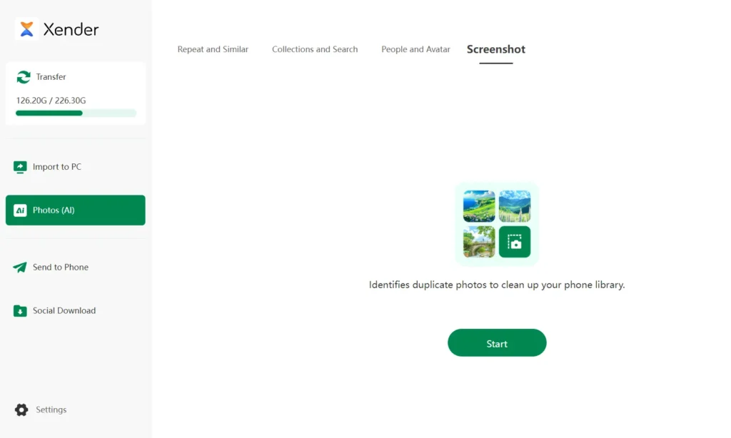 screenshot xender AI feature