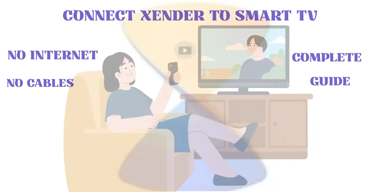 Step-by-step graphic showing a smartphone connecting to a Smart TV via Xender IP address for wireless file sharing—easy way to connect xender to smart tv