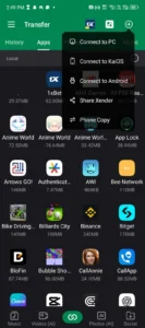 connect xender from android to kaios